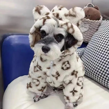 Winter Warm Dogs Coat Leopard Print Small Breed Dogs Clothes Fancy Luxury Coats Puppy Female Schnauzer Pet Clothing Supplies