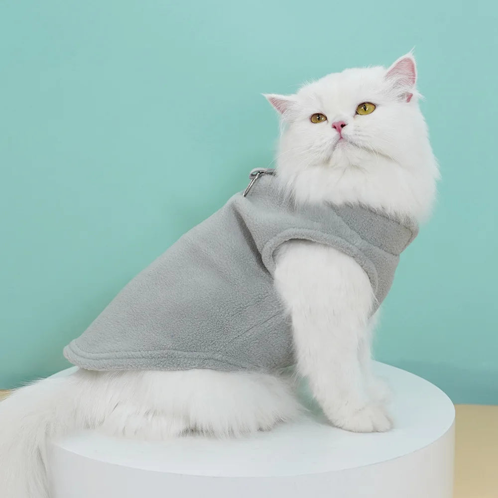 Pet Fleece Vest with Soft and Warm Fleece Sleeveless Design Unconstrained Forelimbs Autumn and Winter Warm Pet Clothing
