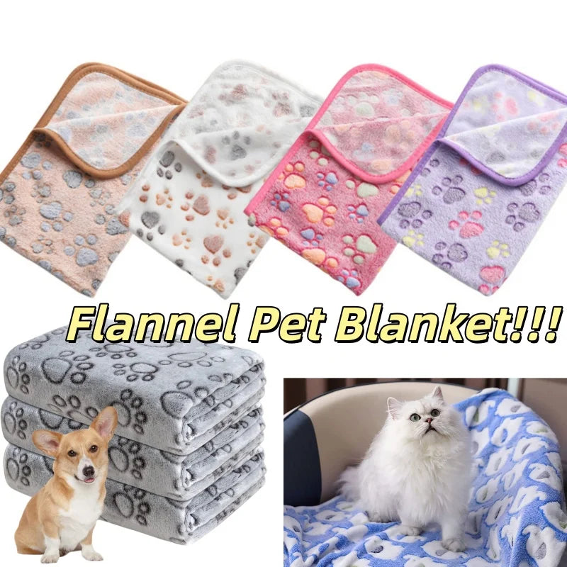 Winter Dog Footprint Blanket Soft And High Quality Flannel Pet Blanket Cat Bath Towel Dog Sleep Blanket Paw Print Pattern PetPad