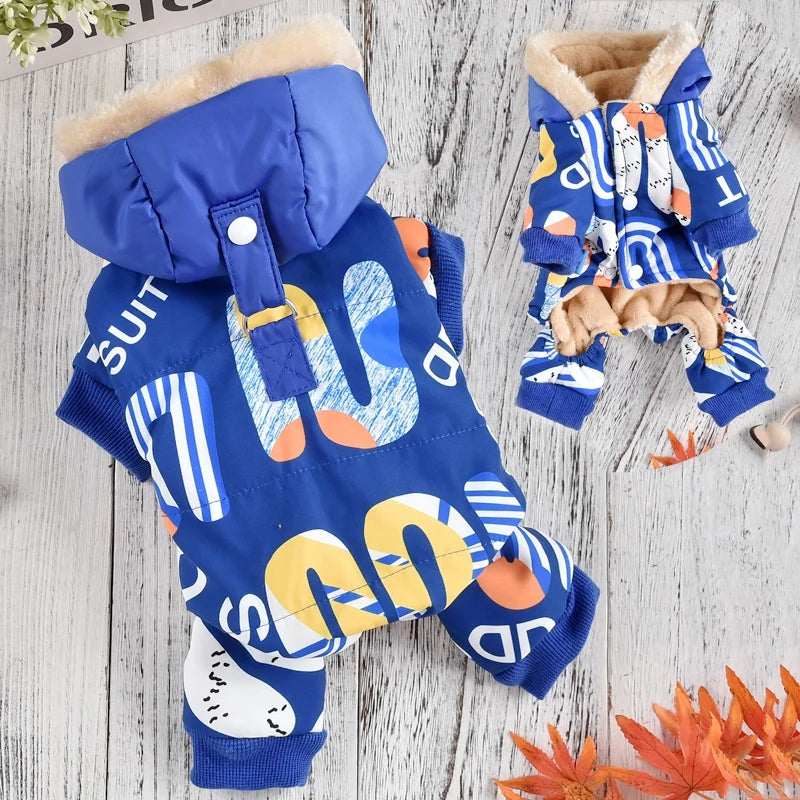 the ASTRO DOG - Snow-Proof Pet Clothing for Small/Medium Dogs, Winter Warm Puppy Hoodie Jumpsuit, Overall Down Parkas Apparel Chihuahua Corgi Suit