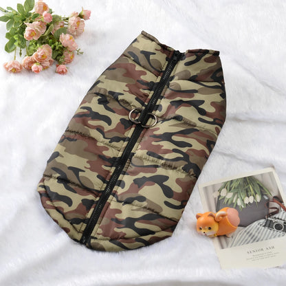 the CAMO COLDFRONT JACKET - Winter Dog Clothes for Medium/Large Dogs, Jacket Waterproof Labrador Coat, Camouflage Print Golden Retriever Outfits, Pet Costume