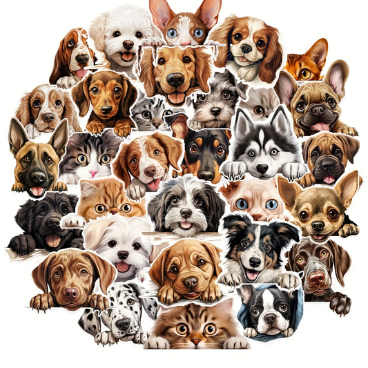 50pcs/Bag Fun Cat Dog Stickers,Waterproof, Be Suitable for Suitcase Skateboard DIY Luggage Laptop Phone Creative Stationery Toys