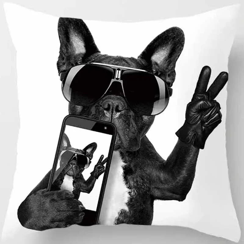 Funny Cartoon Dog Print Pillowcase Home Decor Car Sofa Cushion Cover (45cm*45cm)