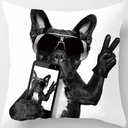 Funny Cartoon Dog Print Pillowcase Home Decor Car Sofa Cushion Cover (45cm*45cm)
