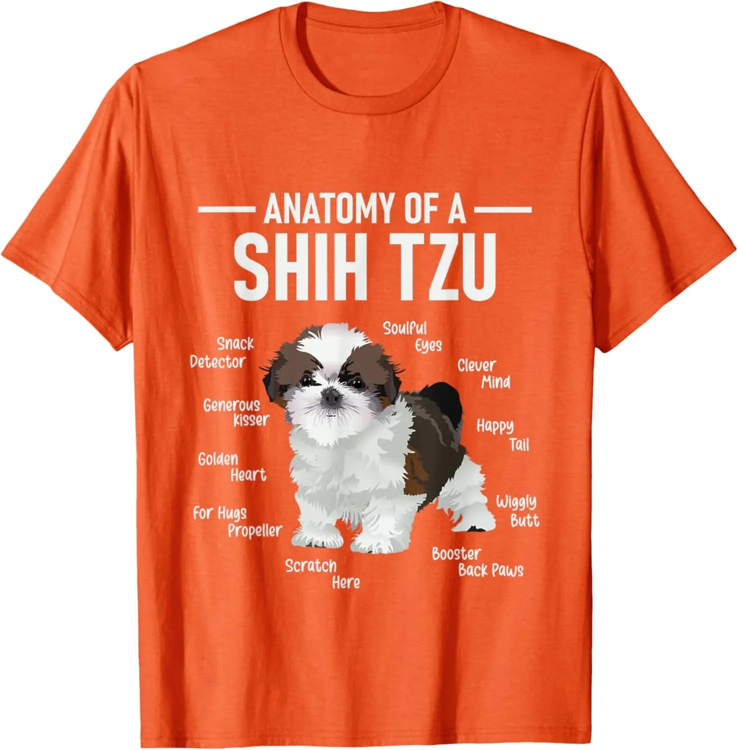 the SHIH TZU ANATOMY - Anatomy of Shih Tzu Animal Dog Breeder Canine Lover T-Shirt, Regular Short Sleeve Tops, O-Neck Casual Style Summer Cotton Tee