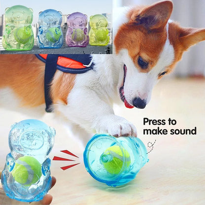 Pet Dog Chew Toy Outdoor Pet Puppy Bite Resistant Molar Floating Rubber Tennies Bear Squeaky Toy Dog Squeaky Toy Accessories