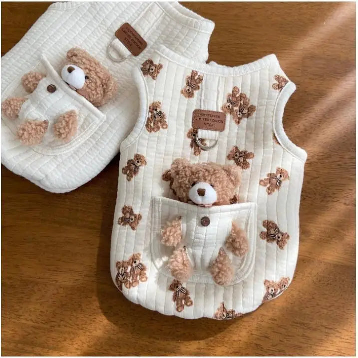 the POCKET BEAR - Cat and Dog Universal Belt Traction Autumn and Winter Pet Vest, Pure Cotton