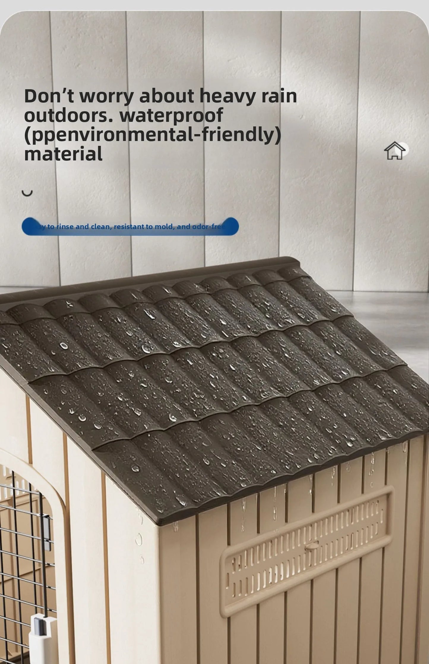 the HAPPY HOME - Kennel Outdoor Medium-Sized Dog Four-Season Universal Cold and Rain-Proof Pet Winter Doghouse, Villa Outdoor House Waterproof