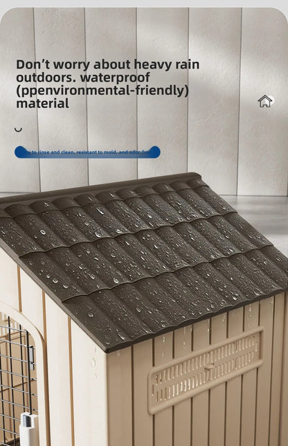 the HAPPY HOME - Kennel Outdoor Medium-Sized Dog Four-Season Universal Cold and Rain-Proof Pet Winter Doghouse, Villa Outdoor House Waterproof