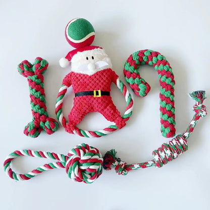 the TINSEL TUG TOY - Christmas Dog Toy, Pet Cotton Rope Knot, Interactive Dog Toys, Ball for Puppy/Chihuahua, Large Dogs Toothbrush Chew, Dog Accessories