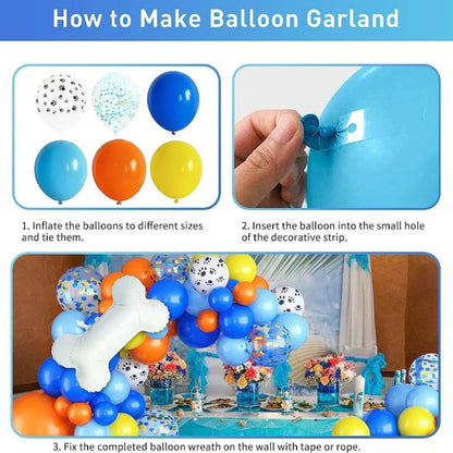 105PCS Cartoon Dog Claw Print Balloon Arch Set Happy Birthday Bath Blue Red Ni Blue Bone Party Balloon Decoration Party Needs