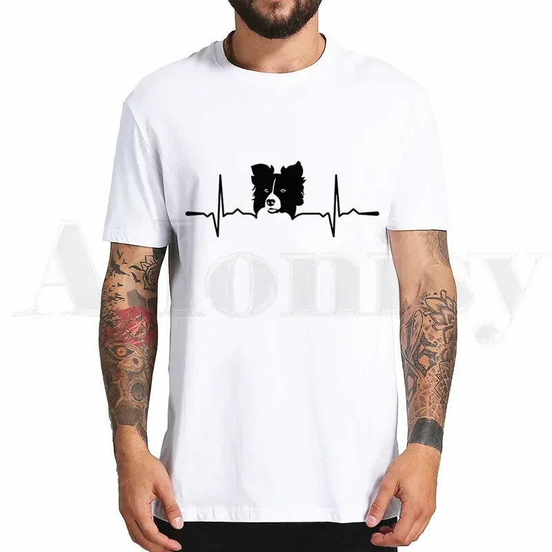 the BORDER COLLIE - Border Collie Print T-Shirt, Hip Hop Girl Print Top Tees, Harajuku Dog Cartoon Funny Kawaii Art T-Shirts, Men Fashion Summer T-Shirts