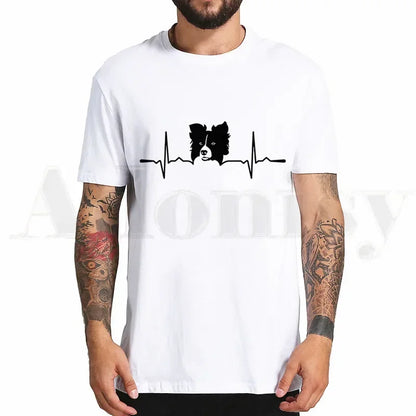 the BORDER COLLIE - Border Collie Print T-Shirt, Hip Hop Girl Print Top Tees, Harajuku Dog Cartoon Funny Kawaii Art T-Shirts, Men Fashion Summer T-Shirts