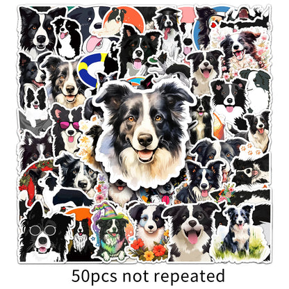 10/30/50PCS Cute Border Collie Animals Sticker Kawaii Dog Cartoon Stickers for Kid Travel Luggage Scrapbooking Graffiti Decals