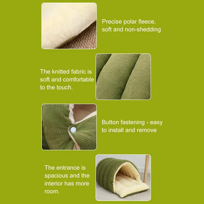 Pet House with Non-slip Base Washable Pet Bed for Dogs Cats Soft Fleece Cat Bed with Removable Washable Cover Cozy Cave