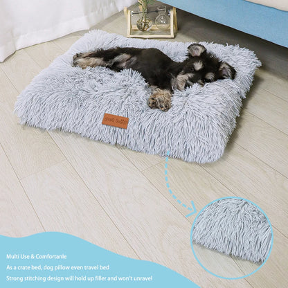 Dog Bed Pet Mat Pet Bed Washable Plush Pet Crate Bed For Dog Anti-Slip Pet Mat Bed For Cat Fluffy Comfy Pet Sleeping Mat