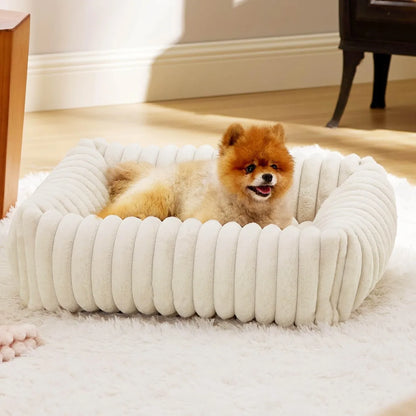Luxury Warm Bed for A Small Dog W/ Armrest Cat Nest Pet Plush Kitten Winter Sofa Puppy Bed Detachable Washed for Cat Accessories