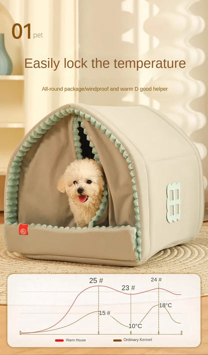 Winter Warm Small Dog House Closed Pet Winter Kennel House Cat Nest Four Seasons Universal