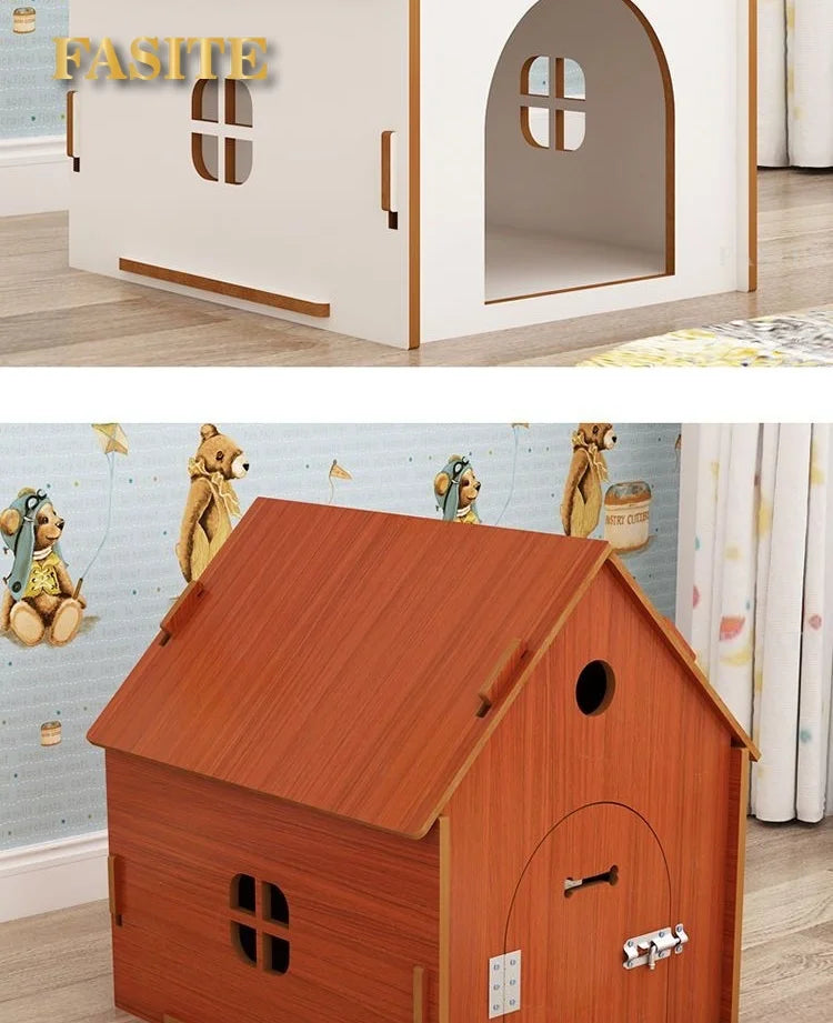 the RED BARN DOGHOUSE - Top Cover Doghouse, Outside Easy Installed Winter Gate Door Window External Entrance Nest, Home Pets Products
