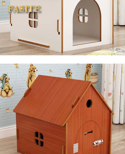 the RED BARN DOGHOUSE - Top Cover Doghouse, Outside Easy Installed Winter Gate Door Window External Entrance Nest, Home Pets Products