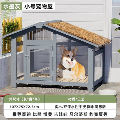 the ZEN DOGHOUSE - Doghouse Outdoor Warm and Rainproof Four-Season Universal Dog Cage, Outdoor Pet Nest Villa, Small Medium and Large Dog Sleeping