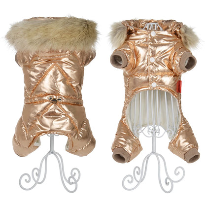 Winter Warm Dog Overalls Waterproof Removable Hooded Jacket Puppy Chihuahua Jumpsuits French Bulldog Coat Pet Clothing Costume