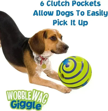 Pet Dog Toy Ball Wobble Wag Giggle Sound-Emitting Glow Ball Interactive Dog Toy Funny Indoor or Outdoor Play Agility Training