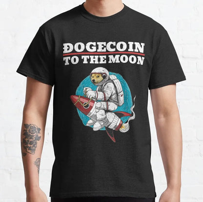 the CRYPTO DOG -Dogecoin Crypto Doge Coin Faux Pocket T-Shirt for Men, Amazing Pure Cotton Tees, Round Neck Short Sleeve T-Shirts, Graphic Clothes