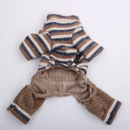 Boy Dog Cat Jumpsuit Rompers Striped Design Pet Puppy Coat Jacket Autumn Ouffit