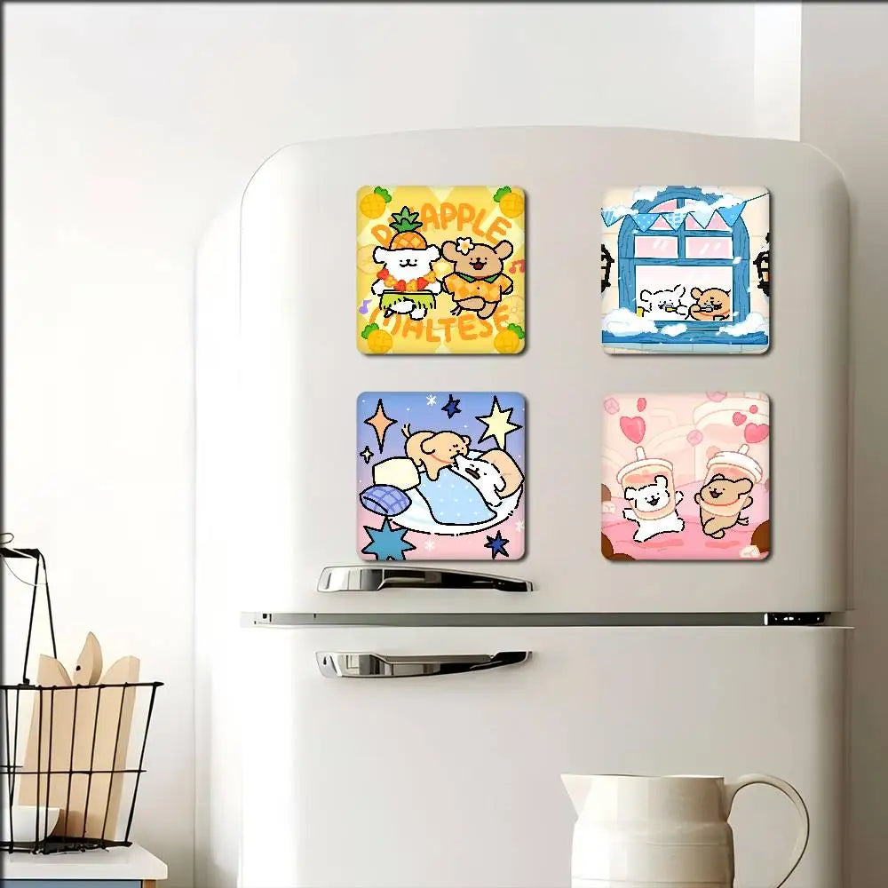 Cute Line Puppies Maltese &Golden Pattern Refrigerator Magnets Personalized Photo Refrigerator Magnets Photo