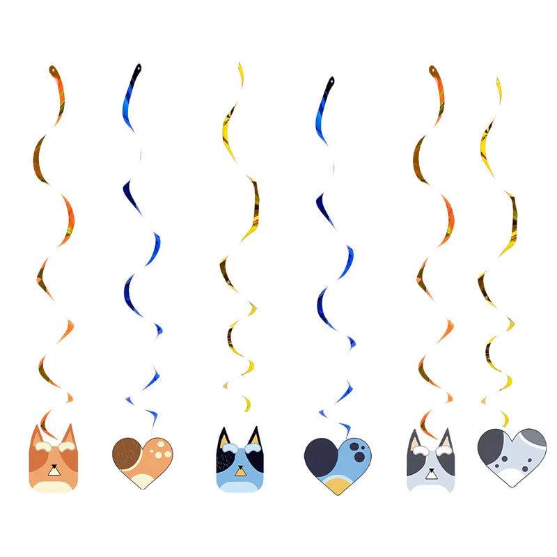 New Cartoon Dog Birthday Party Decoration Setup Boys Children Blue Dogs Party Favor Tableware Plate Napkin Cup Supplies Full Set