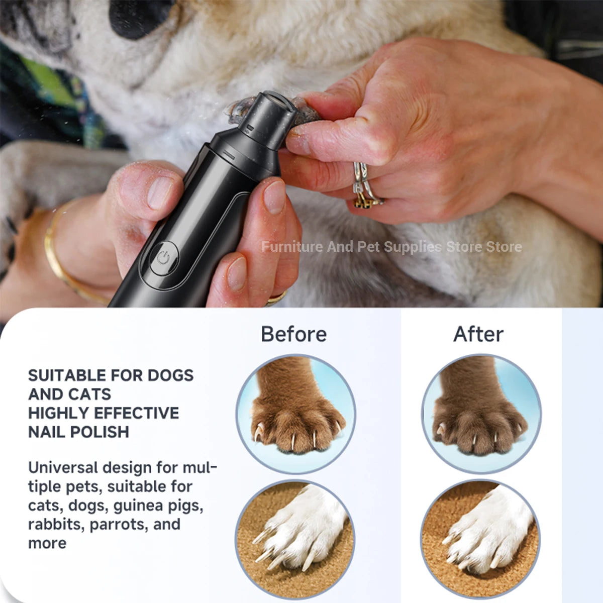 Electric Dog Nail Grinder Pet Nail Clipper USB Rechargeable Pet Nail Trimmers Painless with Polisher Wheel for Small/Large Pets