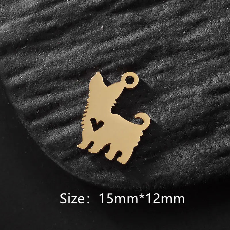 5pcs/lot Stainless Steel Charms Animal Cat Dog Charm Connector For DIY Necklace Bracelet Jewelry Making Supplies Accessories