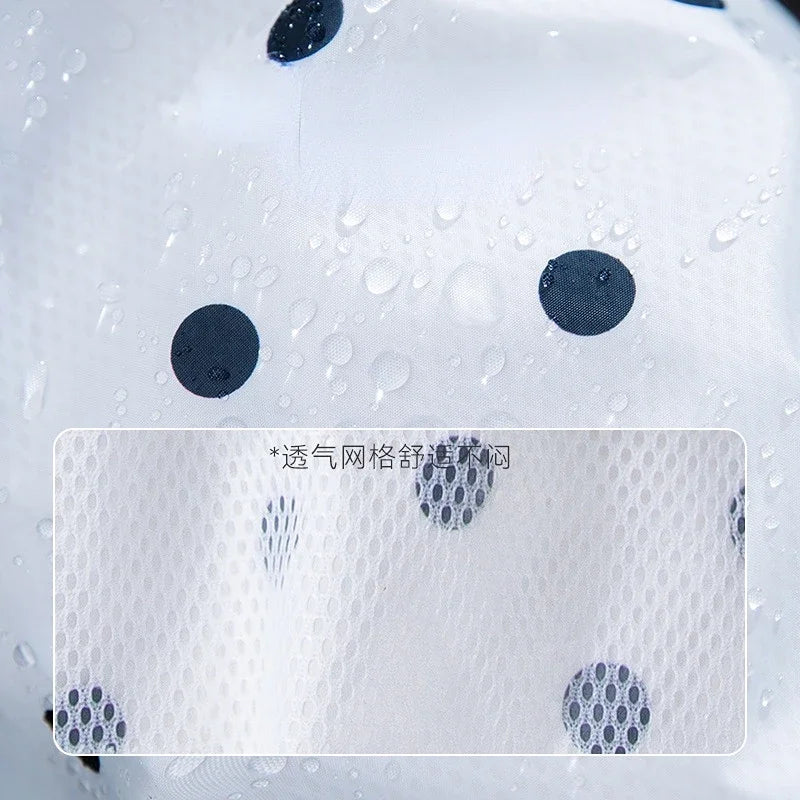 the POLKA DOT RAINCOAT - XS-2XL Dog Raincoat, Cute Bear Ears Hat Dots Printed Pet Clothes for Small/Medium Dogs, Rainy Season Outing Portable Rain Coats