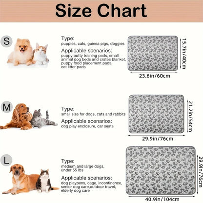 4 Sizes Ultra-Soft Paw Print Dog Blankets Machine Washable Cozy Pet Cats Dogs Pillow Pads for Indoor/Outdoor Use Easy Clean 1Pc