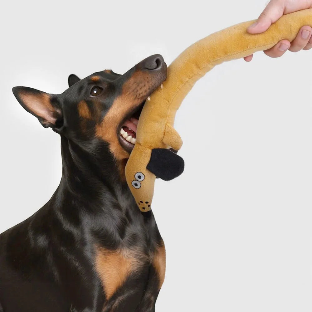 100CM Sausage Dog Toy Creative Sound-making Plush Companion Dog Toy Squeaky Dog Toy Chew Teething Dental Interactive Play Toys