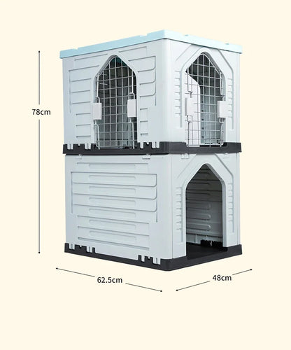 Double-decker kennel outdoor four-season dog house autumn and winter rainproof dog house outdoor stray cat nest dog cage villa