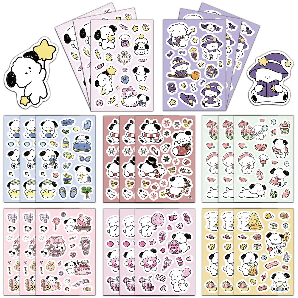 8PCS Happy Little White Dog Guka Stickers DIY Phone Cases Handbooks Decorative Cartoon Waterproof Stickers