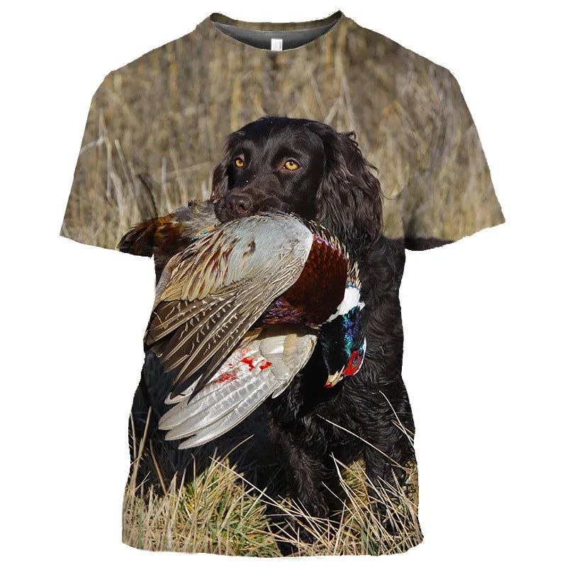 the DUCK HUNTER - Dog Camouflage Hunting T-Shirts Animal 3D Print Men Streetwear Short Sleeve T Shirt Oversized Harajuku Y2k Top Tees Man Clothing
