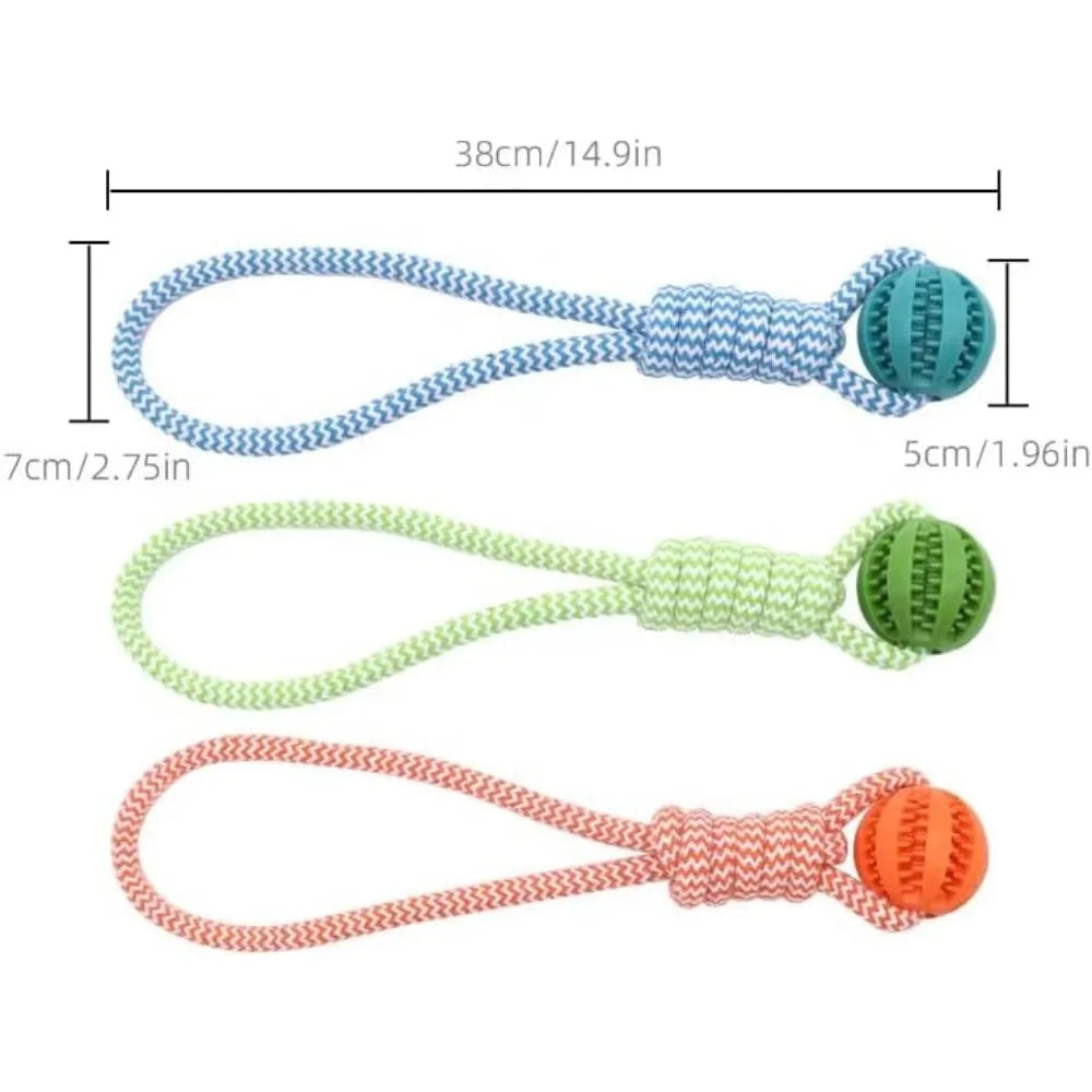 Dog Rope Ball Bite Resistance Training Ball with Rope Interesting Puzzle Teething Toy for Molar Teeth Cleaning Boredom Relieving