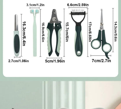 the BEAUTY TOOL SET - 8-in-1 Dog/Cat Grooming Comb Set, Pet Cleaning Brush Tool Set, Pet Multi-Functional Cleaning Set, Cat/Dog Hair Removal Brush Kit