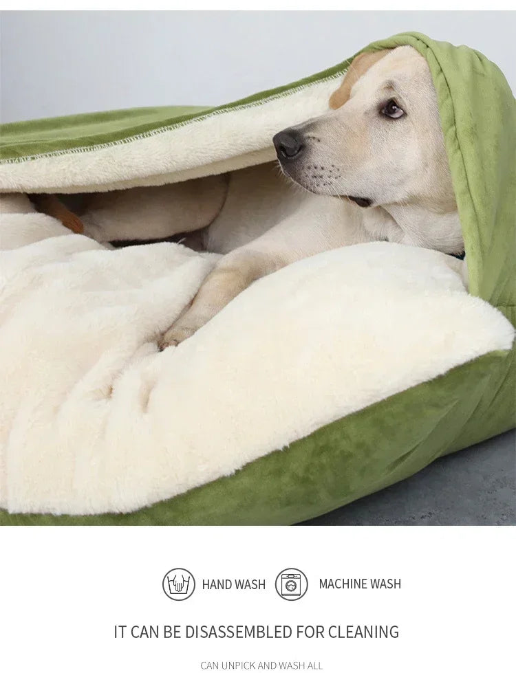Winter Warm Pet Bed Washable - Bite-Resistant Dogs Kennel Removable Puppy Sofa Cushion Plush Cat Mat for Large Pet Sleeping Bag