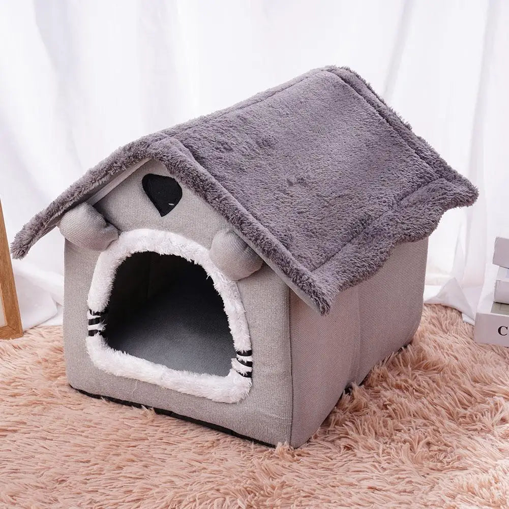 Cat Dog House Nest Winter Warm Pet Bed Small For Dogs Cats All Season Removable Washable Pet Nest Waterproof Bottom Cozy Shelter