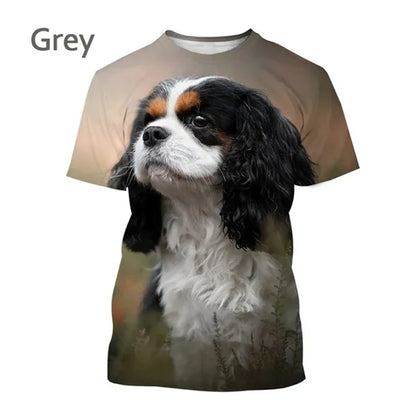 the COOL CAVALIER - Beautiful Cavalier Dog 3D Printed T-Shirt, King Charles Spaniel Fashion, Men/Women's Personality Hip Hop Casual T-Shirt Tees Tops
