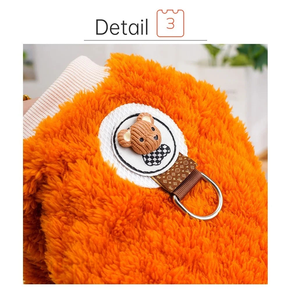 Dog Pajamas Winter Plush Onesie, Warm Puppy Jumpsuit Cozy Costume for Cats Small Dogs Rabbit Guinea Pig Hamster Clothes