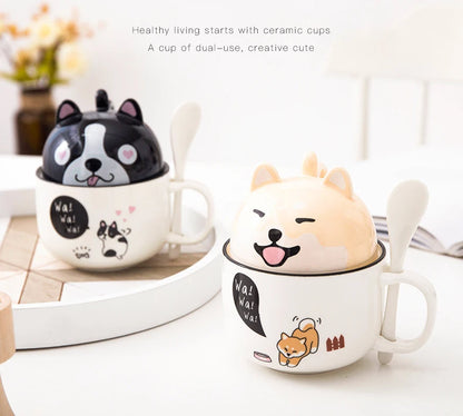 Shiba Inu Cat Coffee Cup Home Cartoon Animal Decoration Cup Creative Couple Ceramic Cup Afternoon Tea Breakfast Milk Tableware