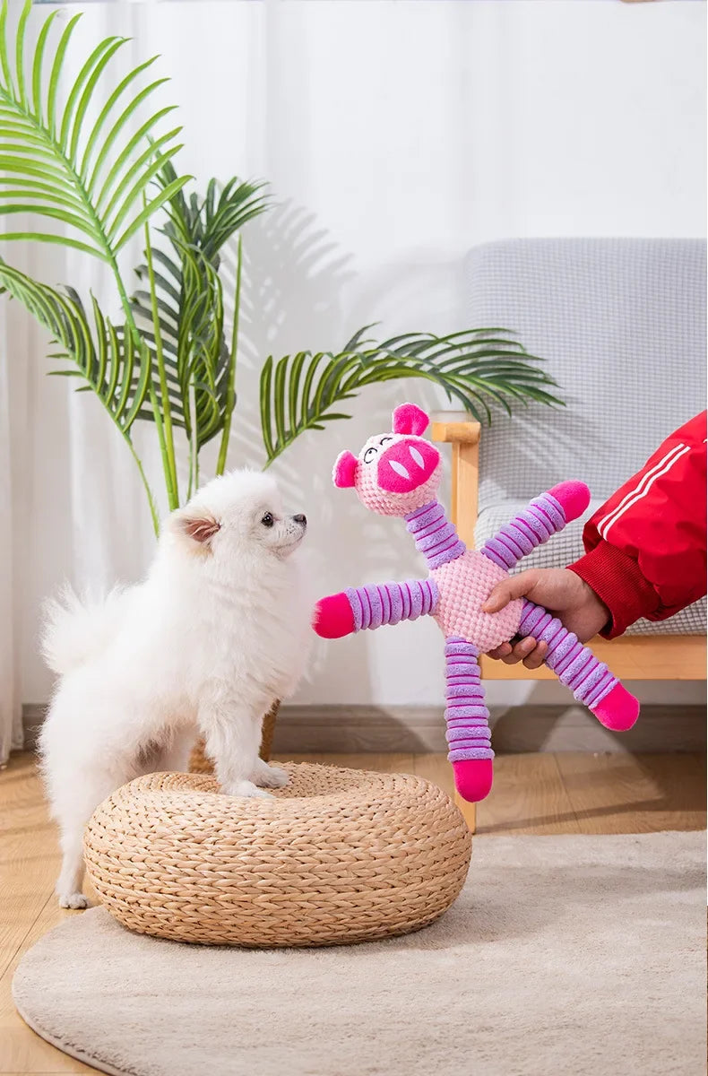 Indestructible Large Dog Sound Squeaky Toys Animals Shape Pet Soft Plush Chew Molar Training Toy Puppy Bite Teeth Dental Toys