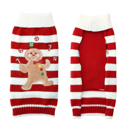 the PAW-LIDAY SWEATER - Christmas Warm Clothes for Dogs, Small/Medium/Large Dog Winter Sweater, Pet Clothing Knitted Coat, Cartoon Striped Big Dog Clothes