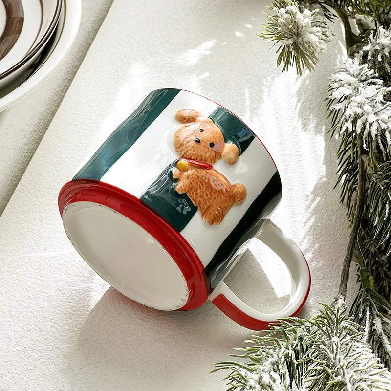 Cartoon Dog Ceramic Mug Animal Shape Kids Breakfast Milk Mugs Coffee Cup Kawaii Cups Birthday Gift Cup Tumbler