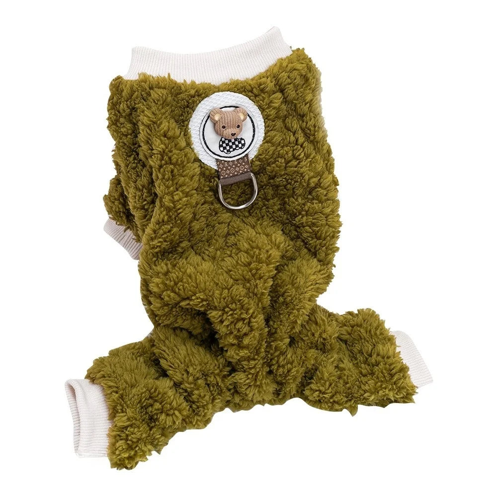 Dog Pajamas Winter Plush Onesie, Warm Puppy Jumpsuit Cozy Costume for Cats Small Dogs Rabbit Guinea Pig Hamster Clothes